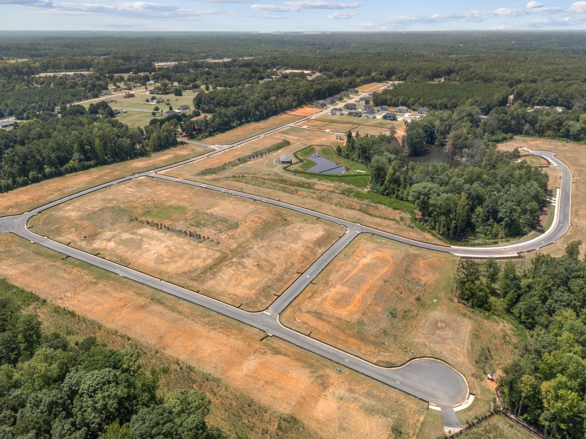 A large field with many roads.