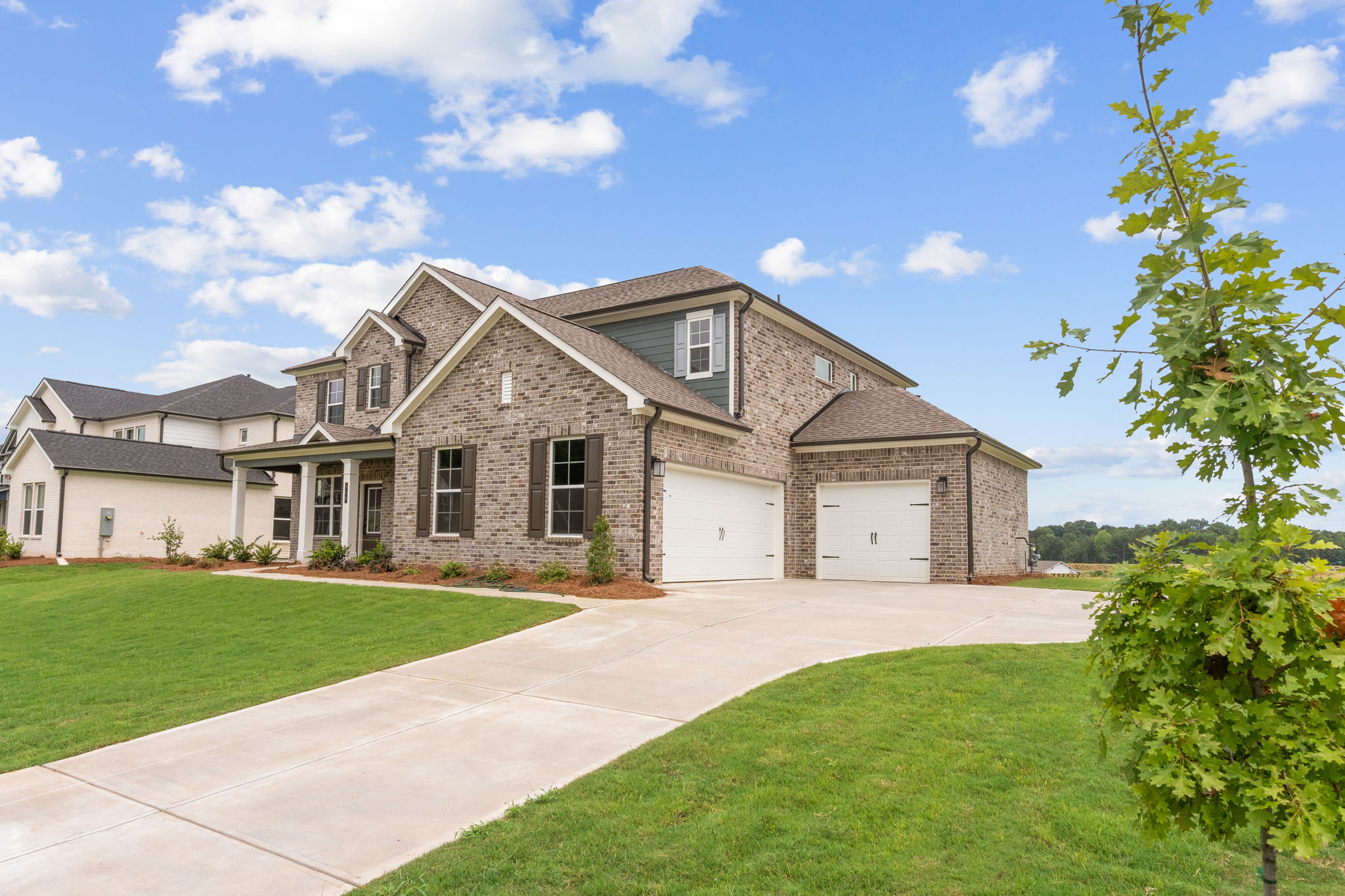 A house with a driveway.