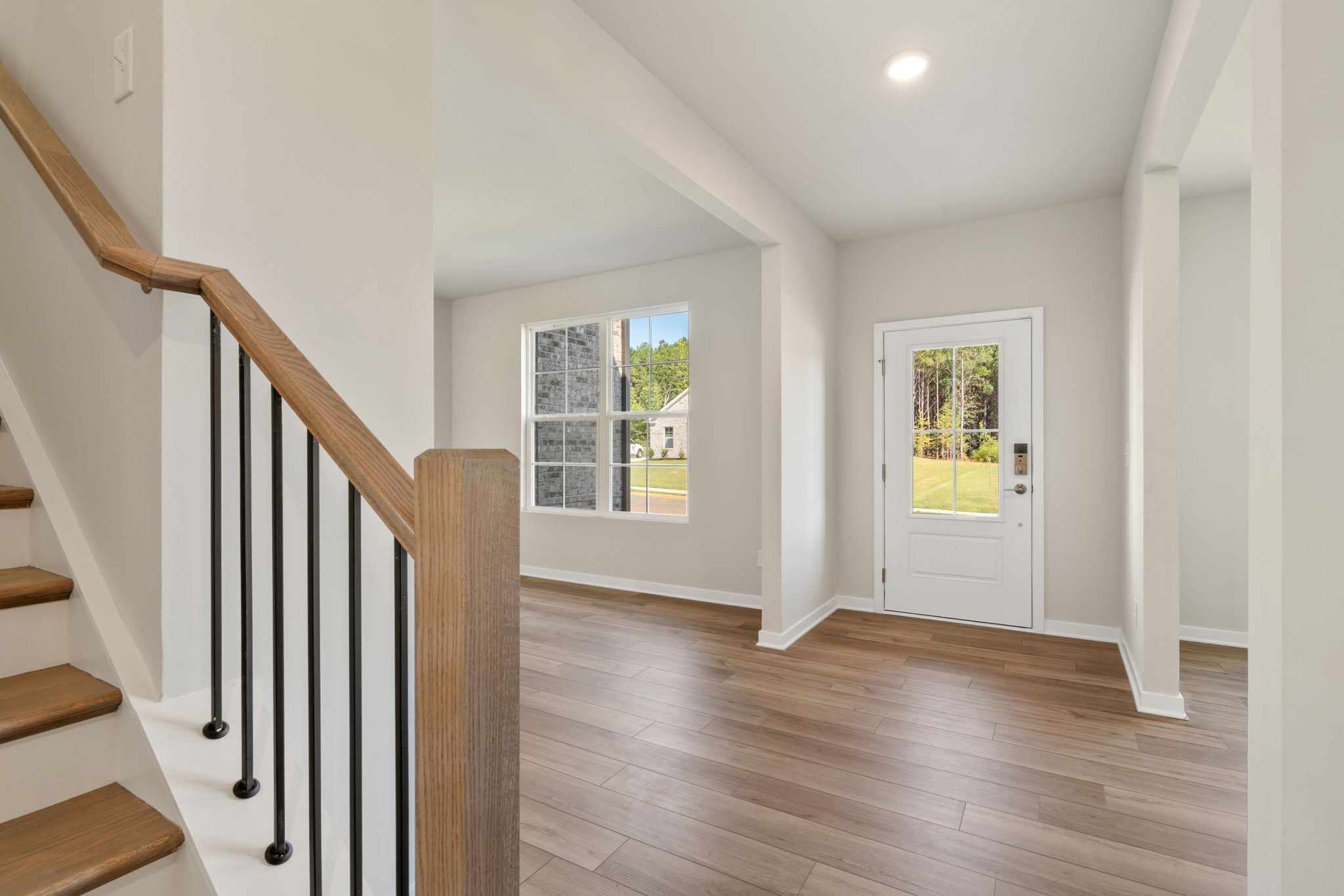 A staircase leading to a door.