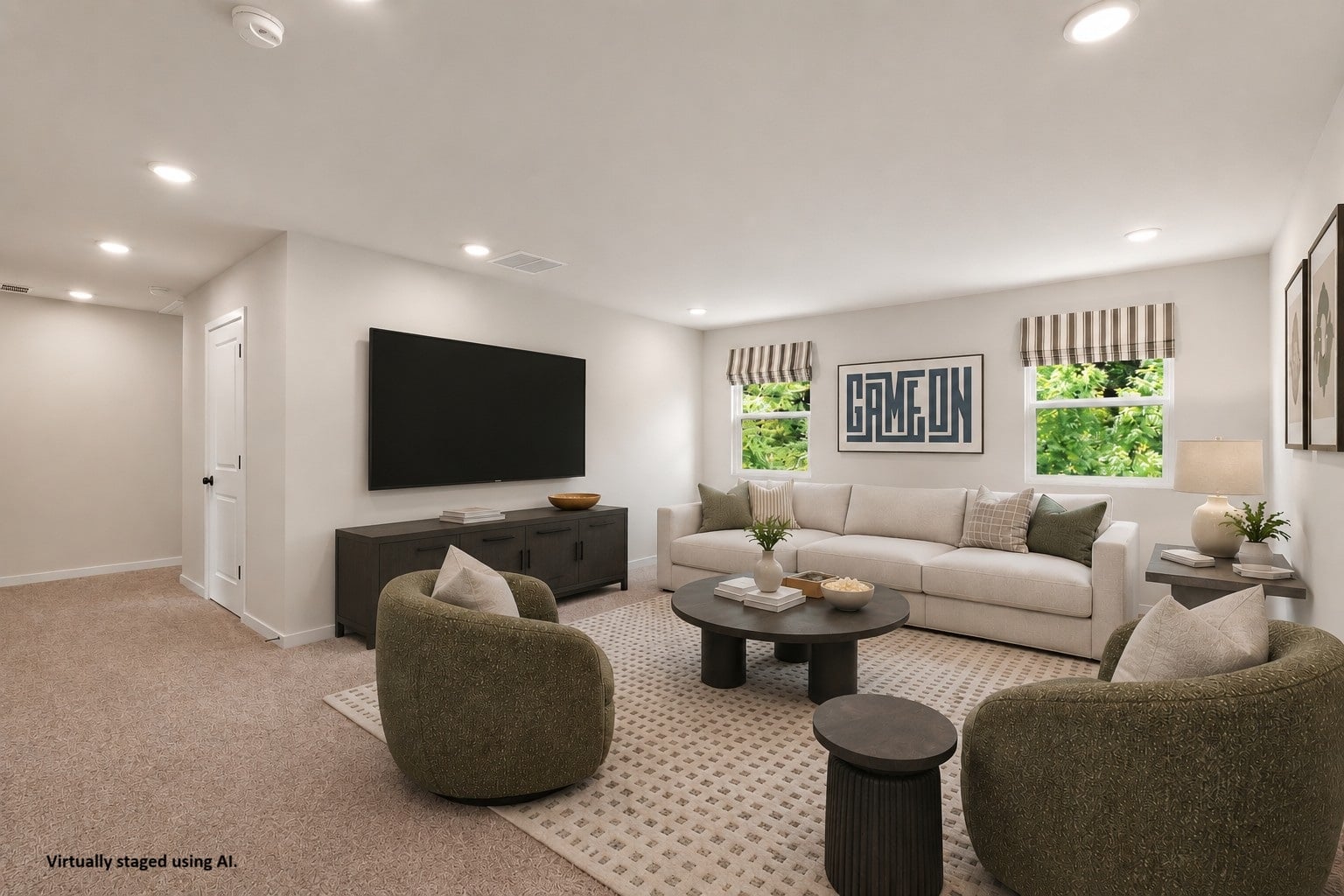 A living room with a tv and couches.