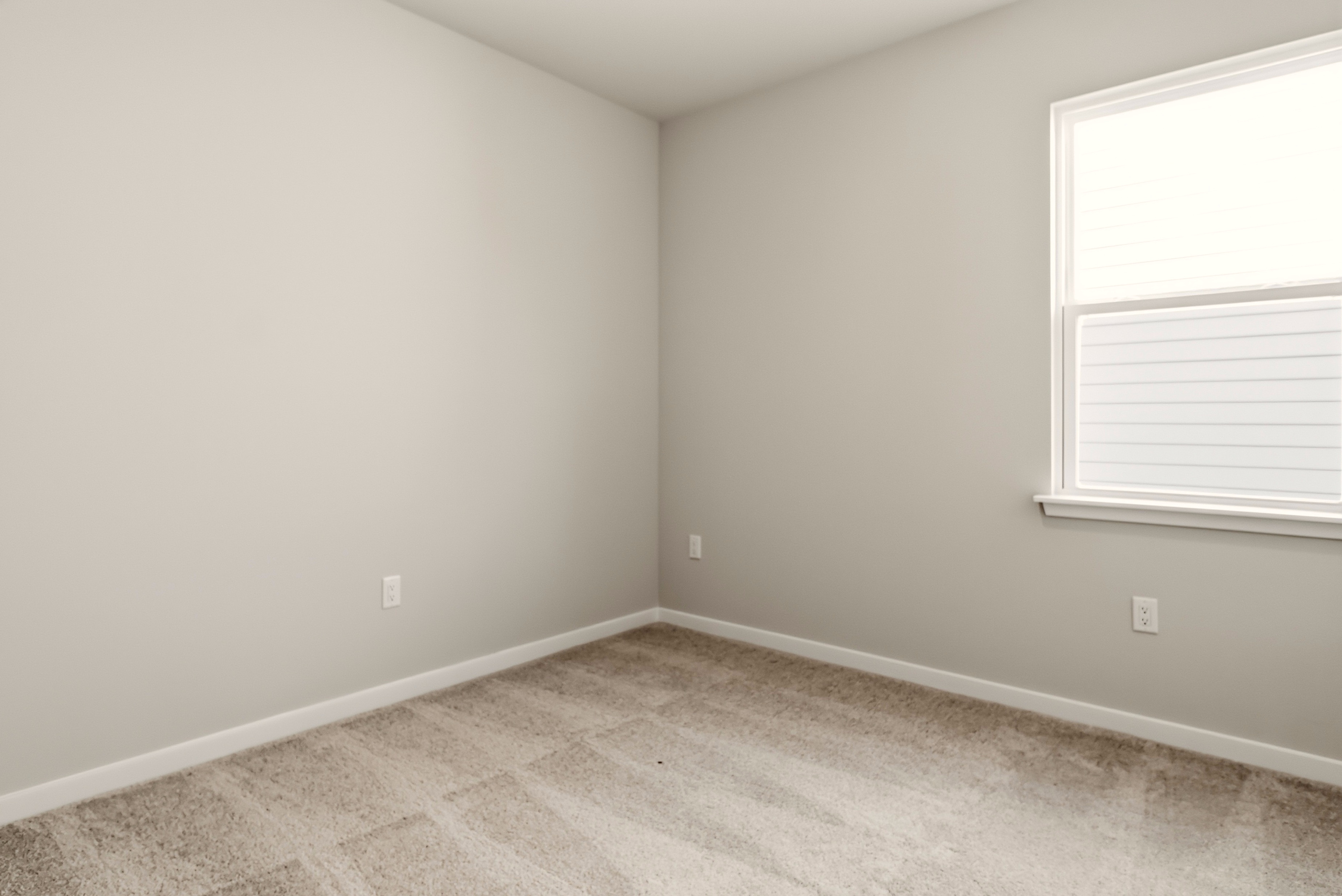 A room with a window and a carpet.