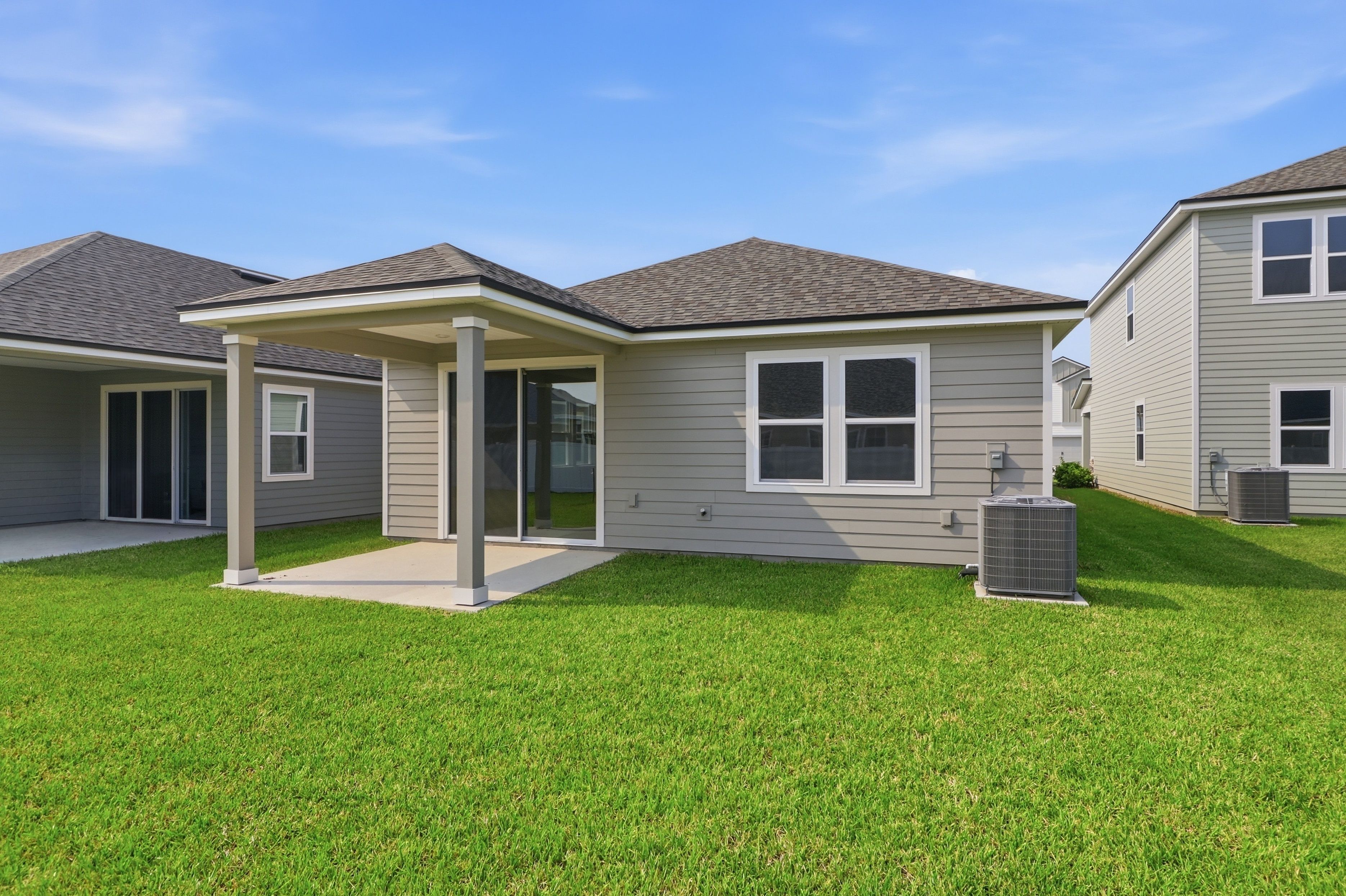 A house with a lawn.