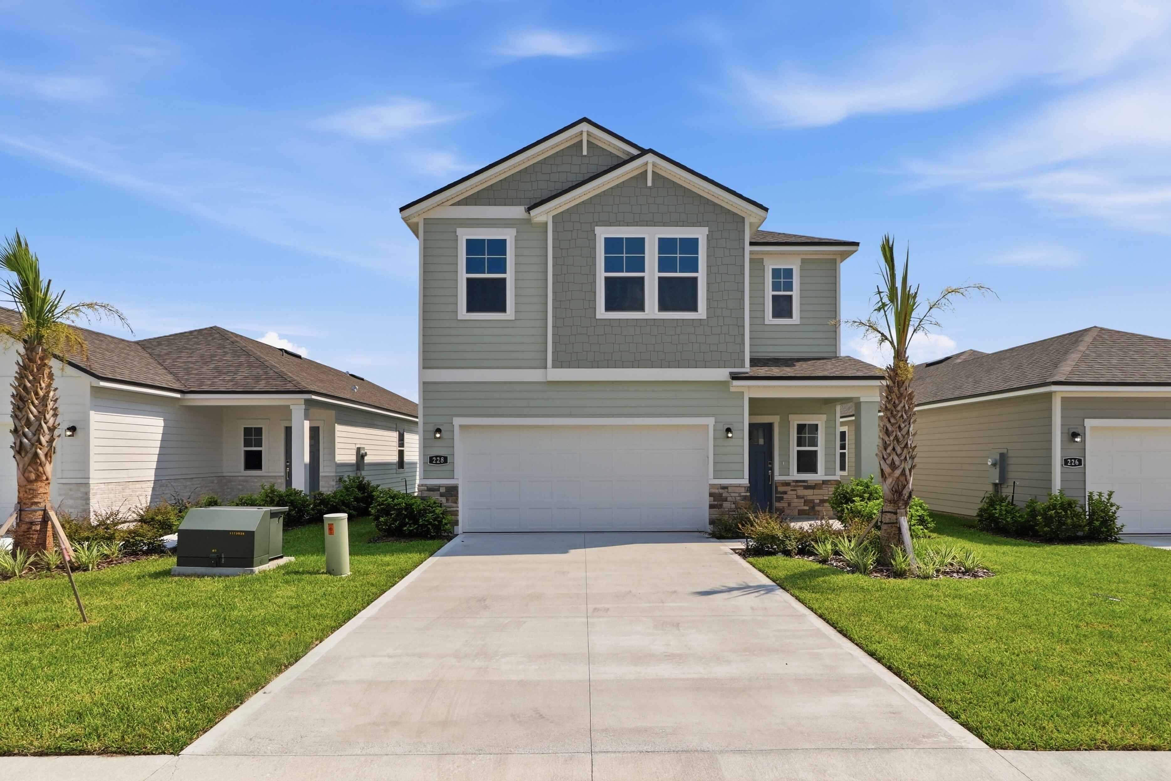 A house with a driveway.