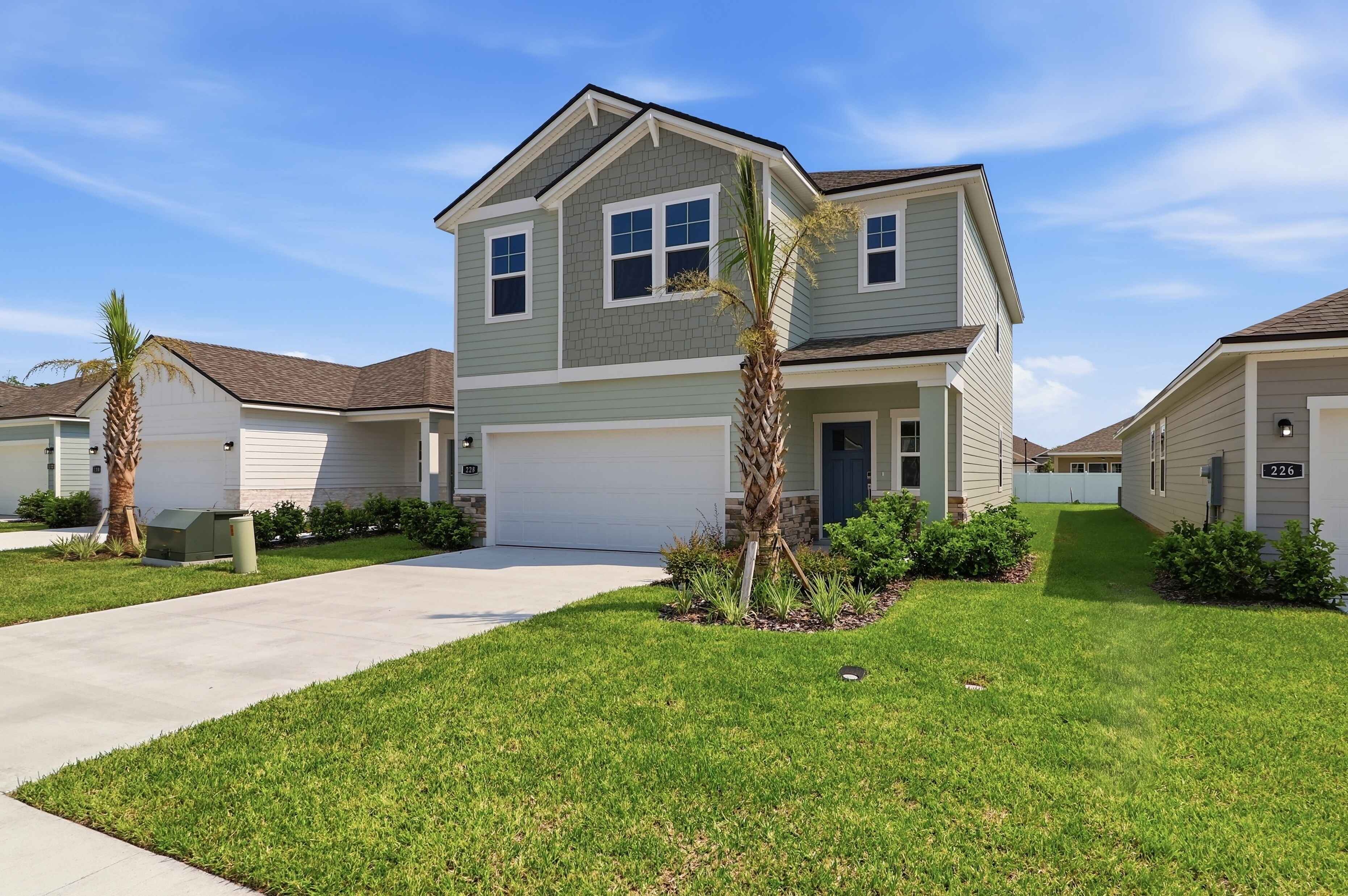 A house with a driveway.