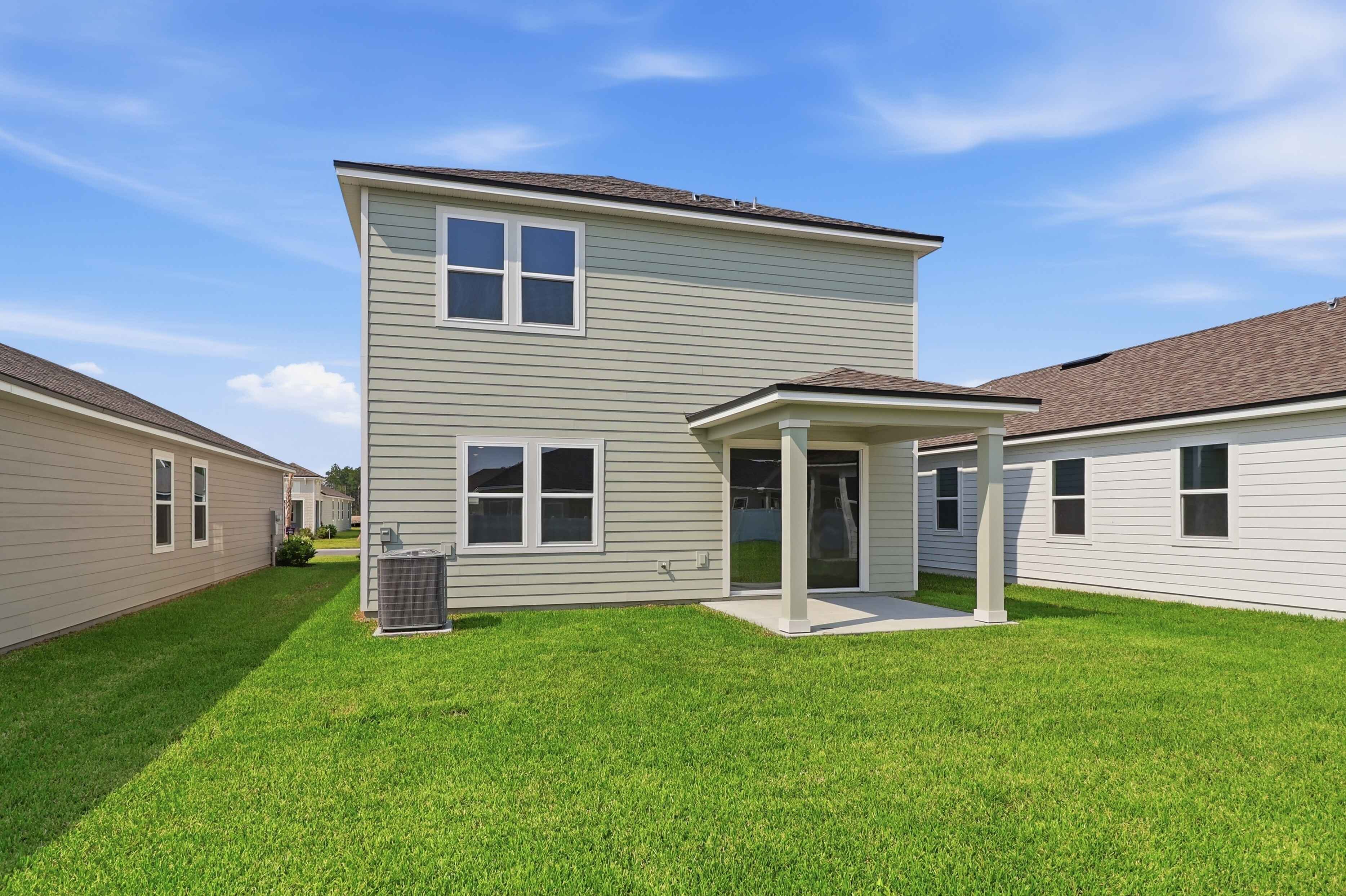 A house with a lawn.