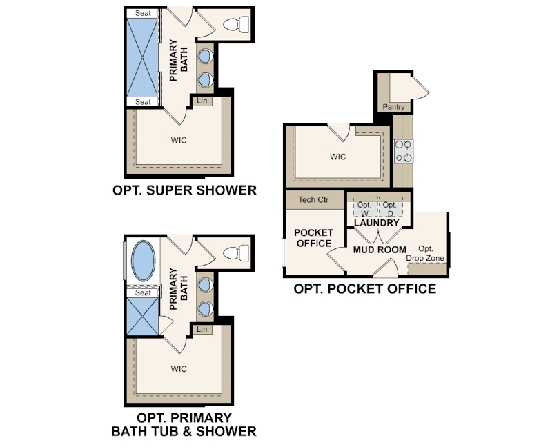 The Amelia II first floor plan options at Concourse Crossing by Century Communities