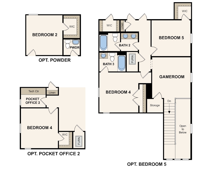 The Amelia II  second floor plan options at Concourse Crossing by Century Communities