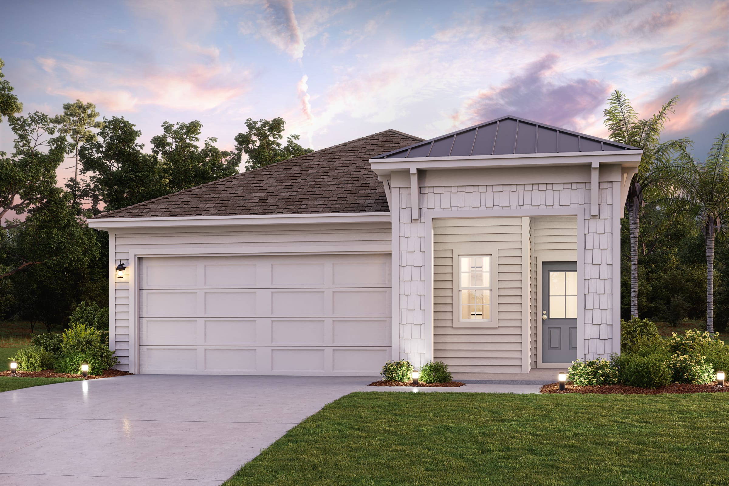 A house with a garage.