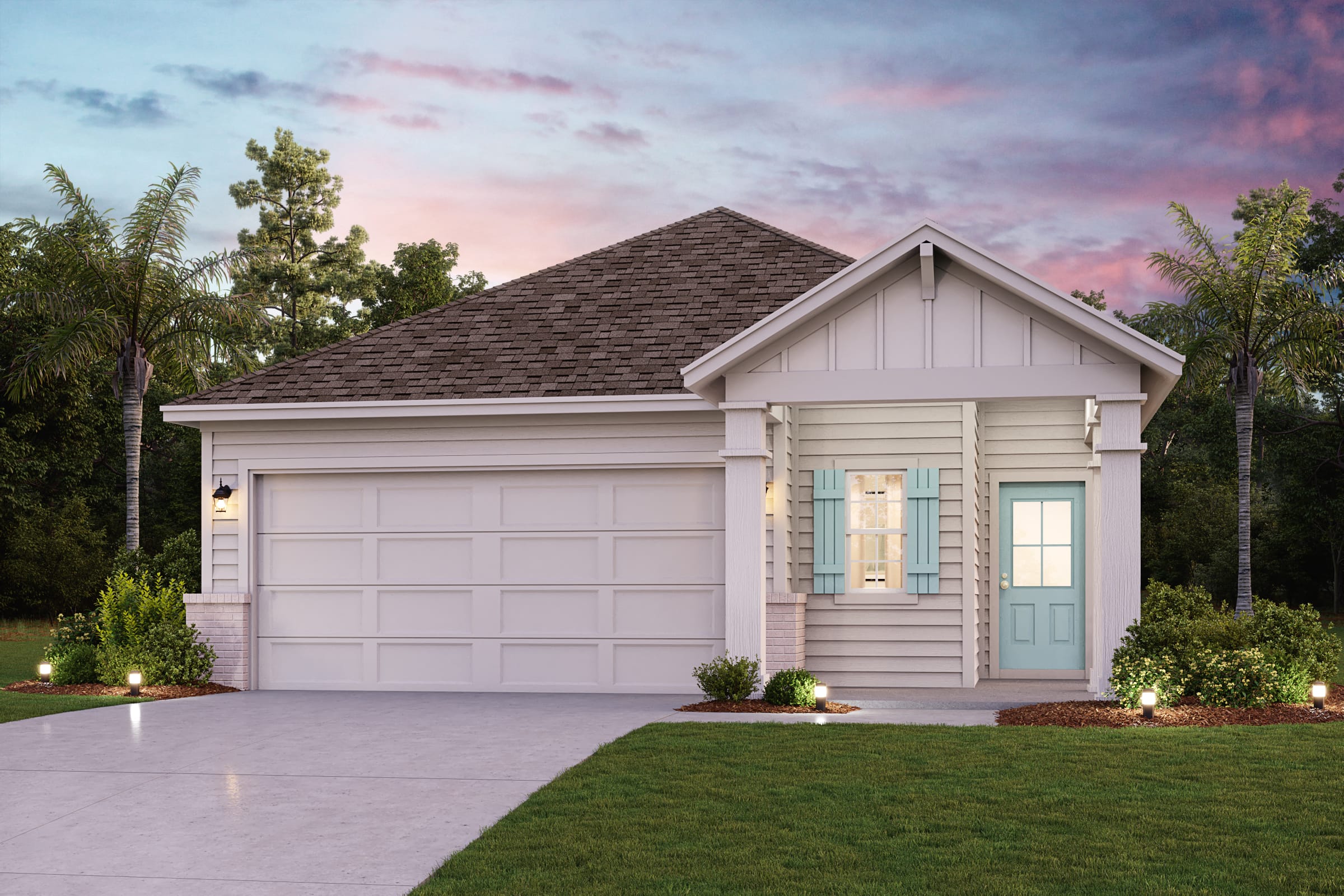 A house with a garage.