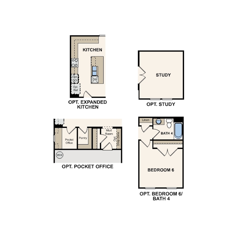 Grey Birch floor plan, first floor options