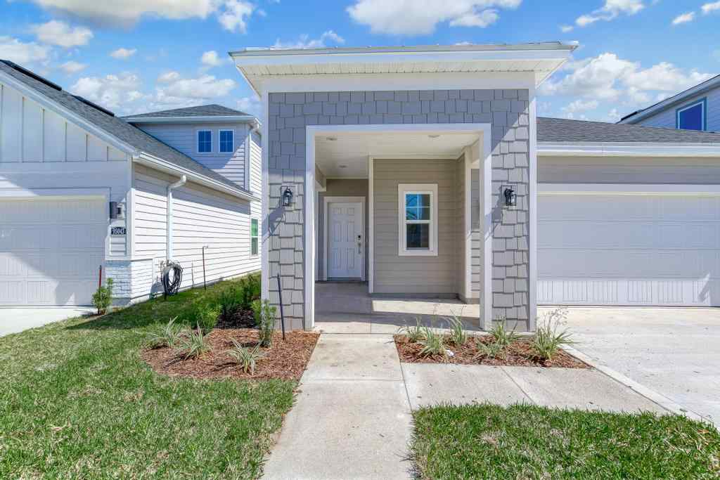 A house with a garage.