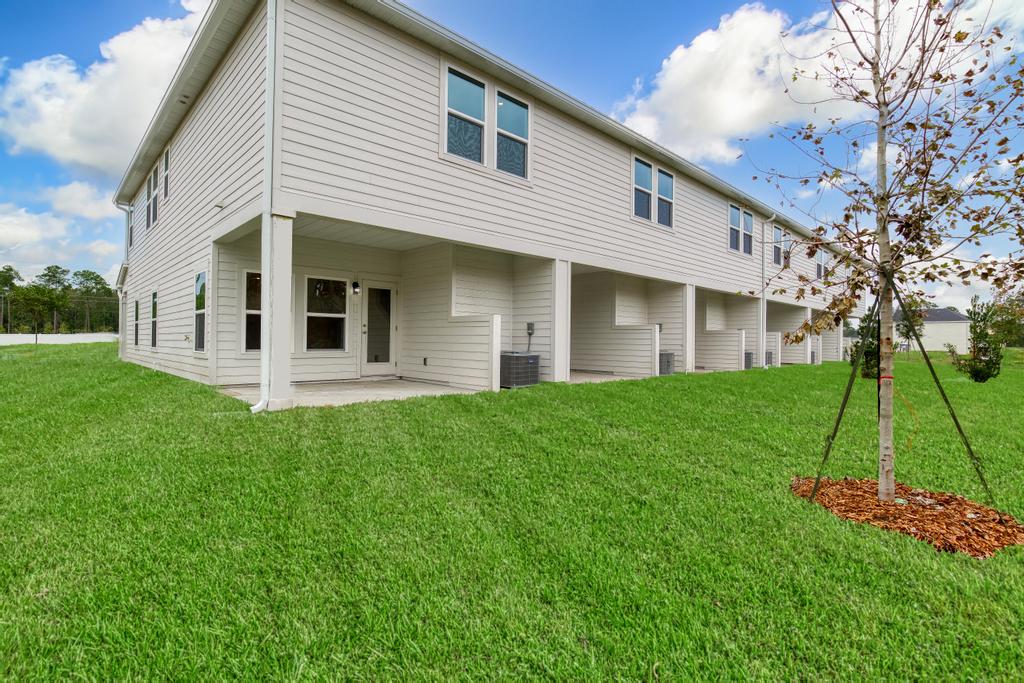 A house with a lawn.