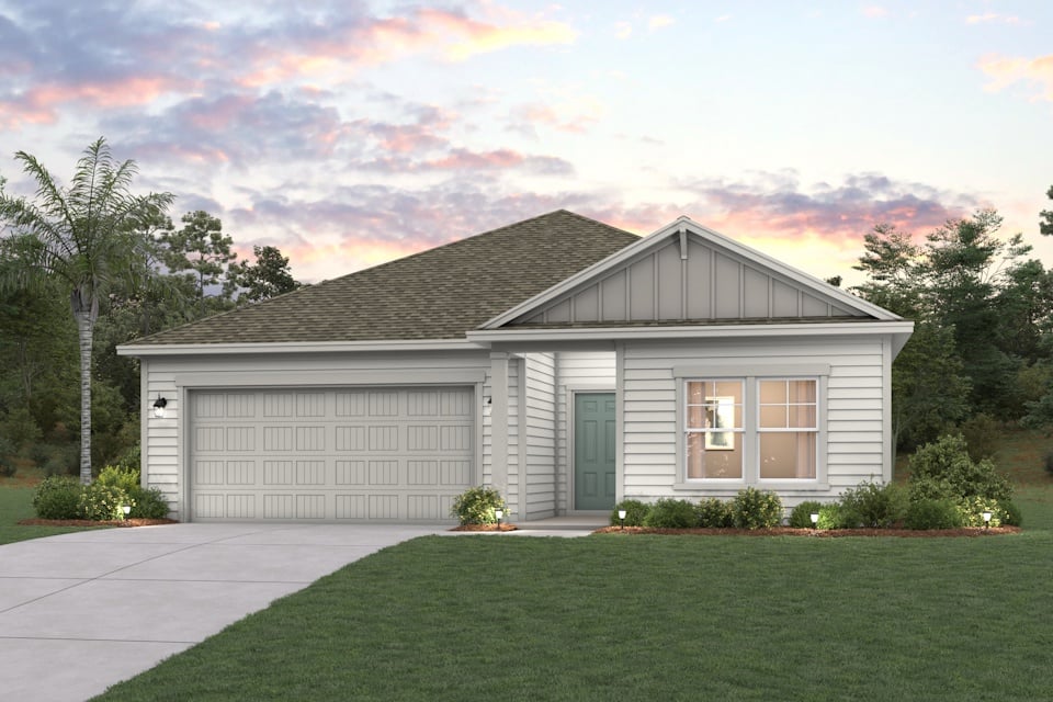 A house with a garage.