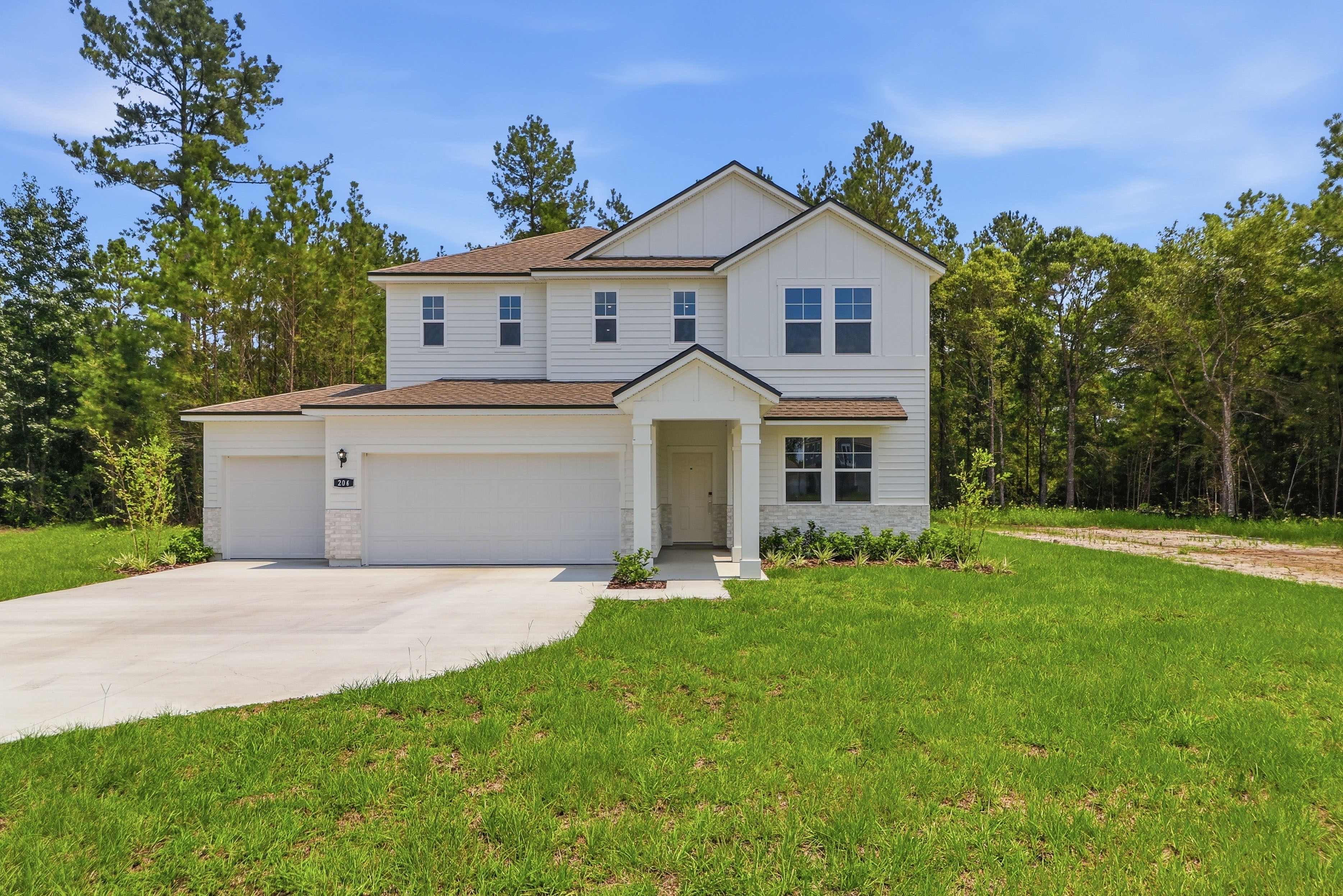 A house with a garage.