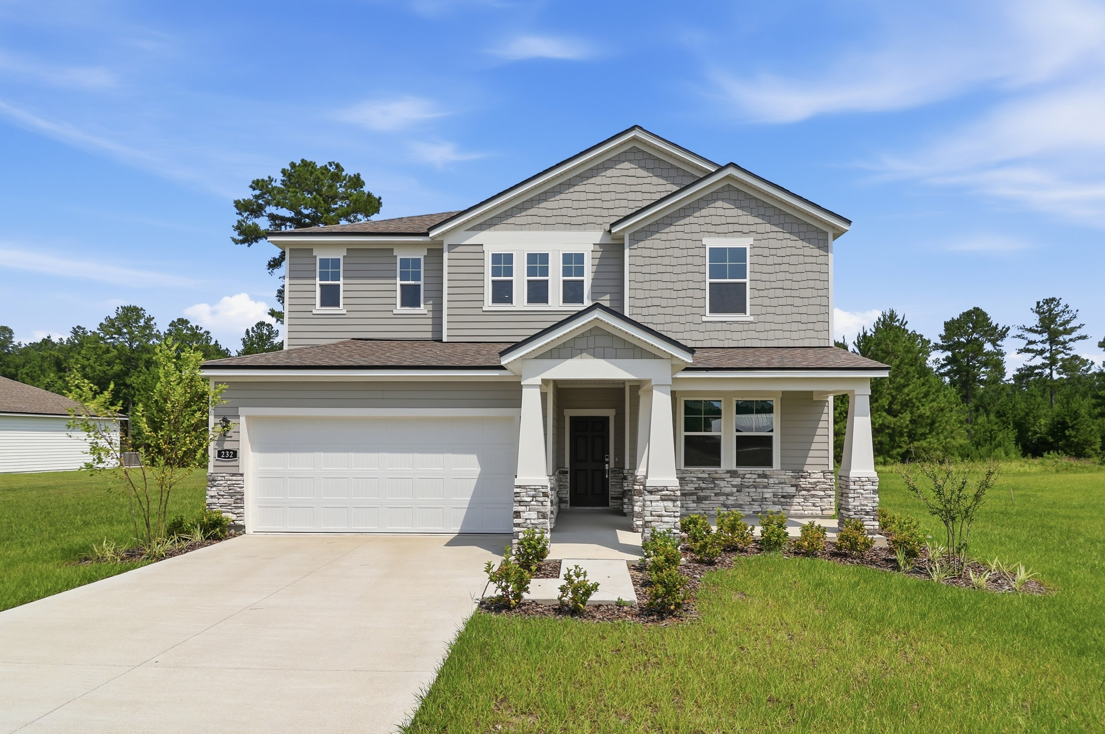 A house with a driveway.