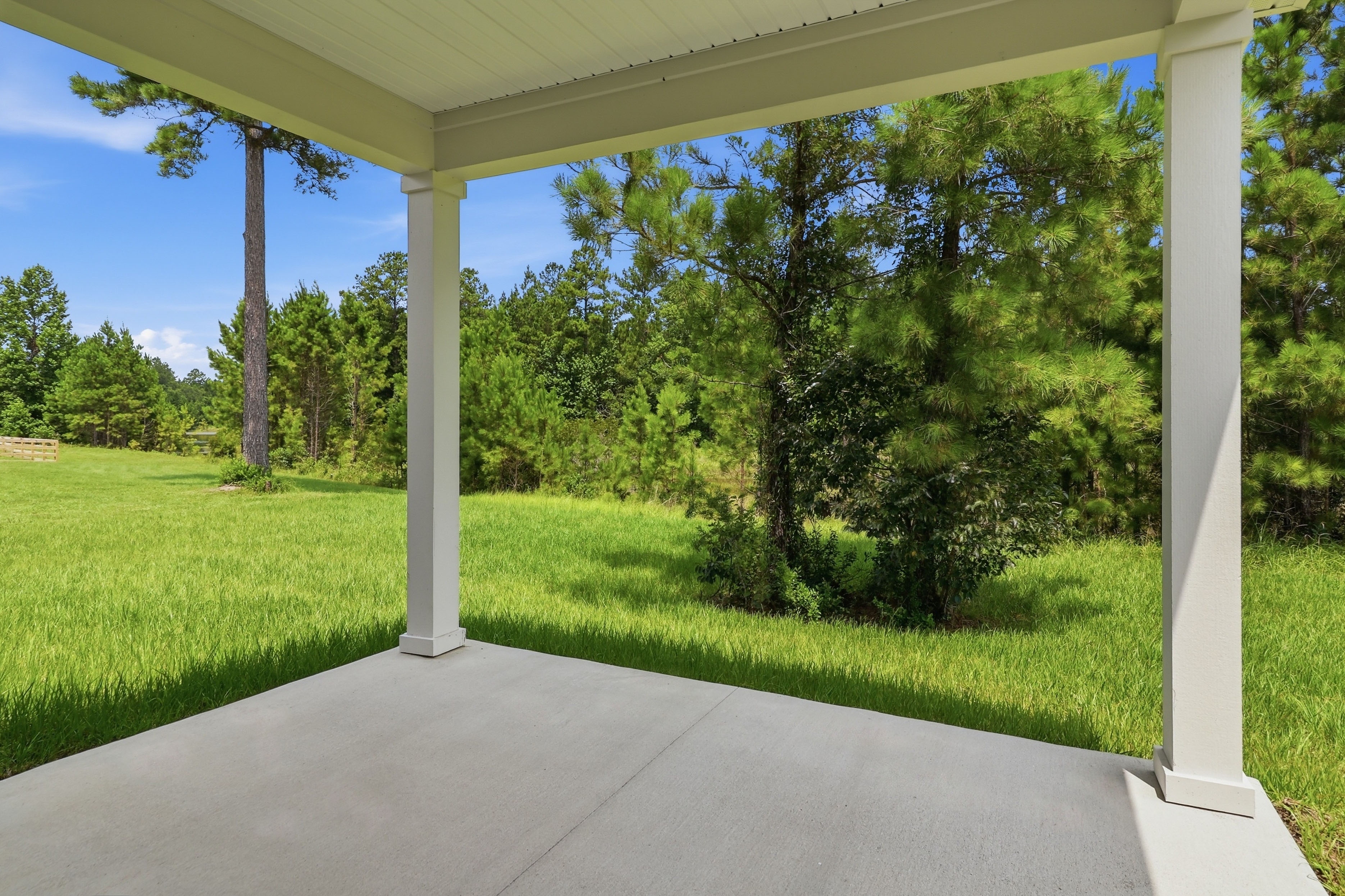 A walkway with grass and trees.