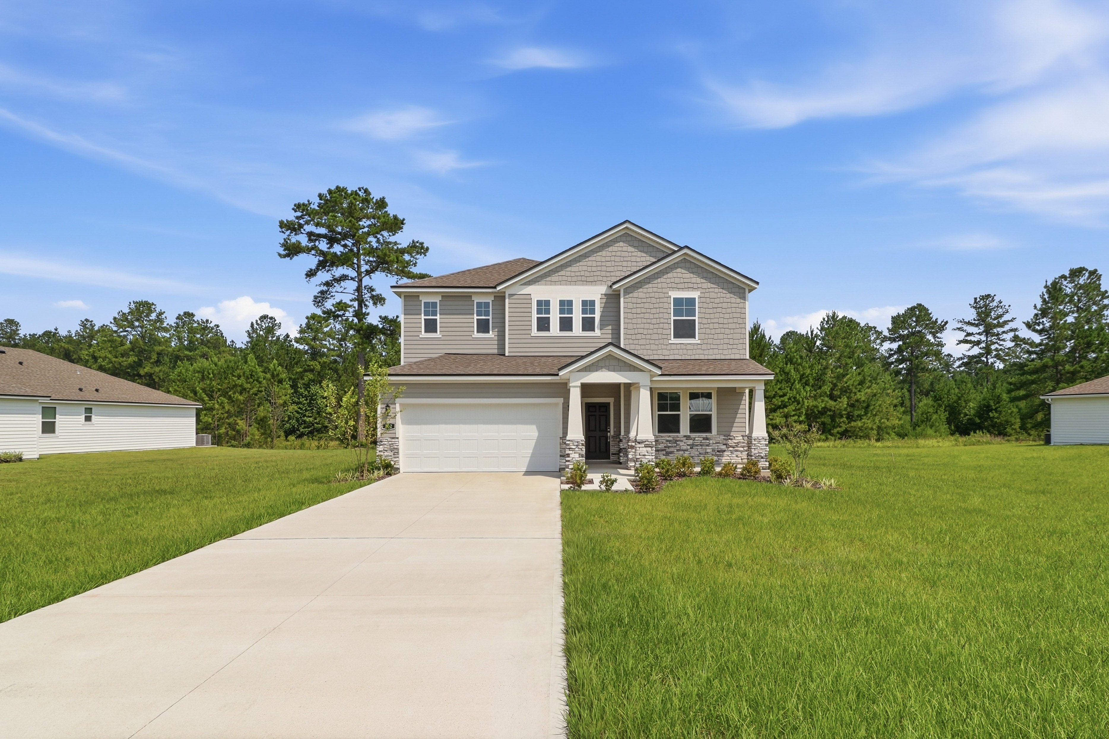 A house with a driveway.