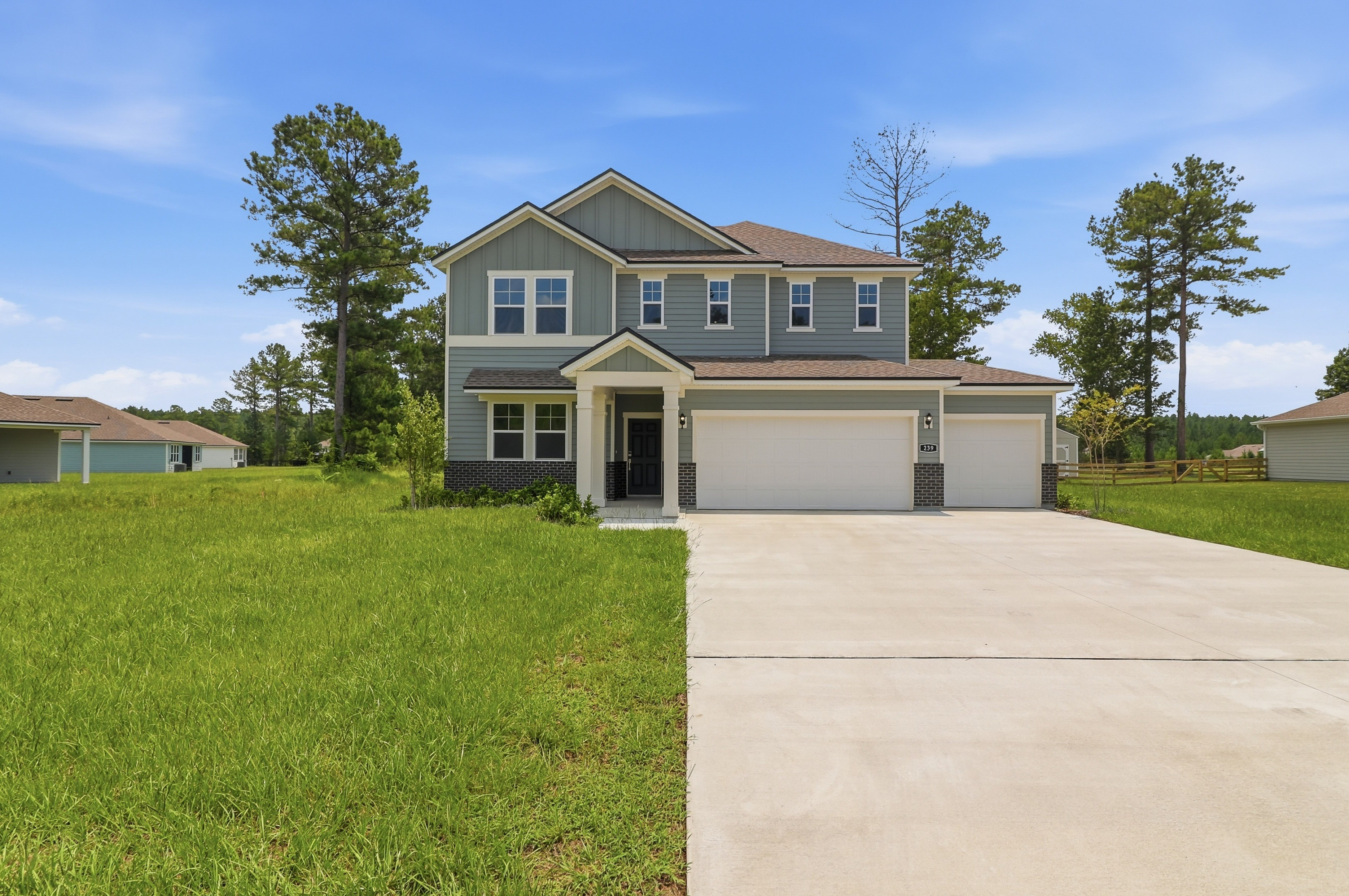 A house with a garage.