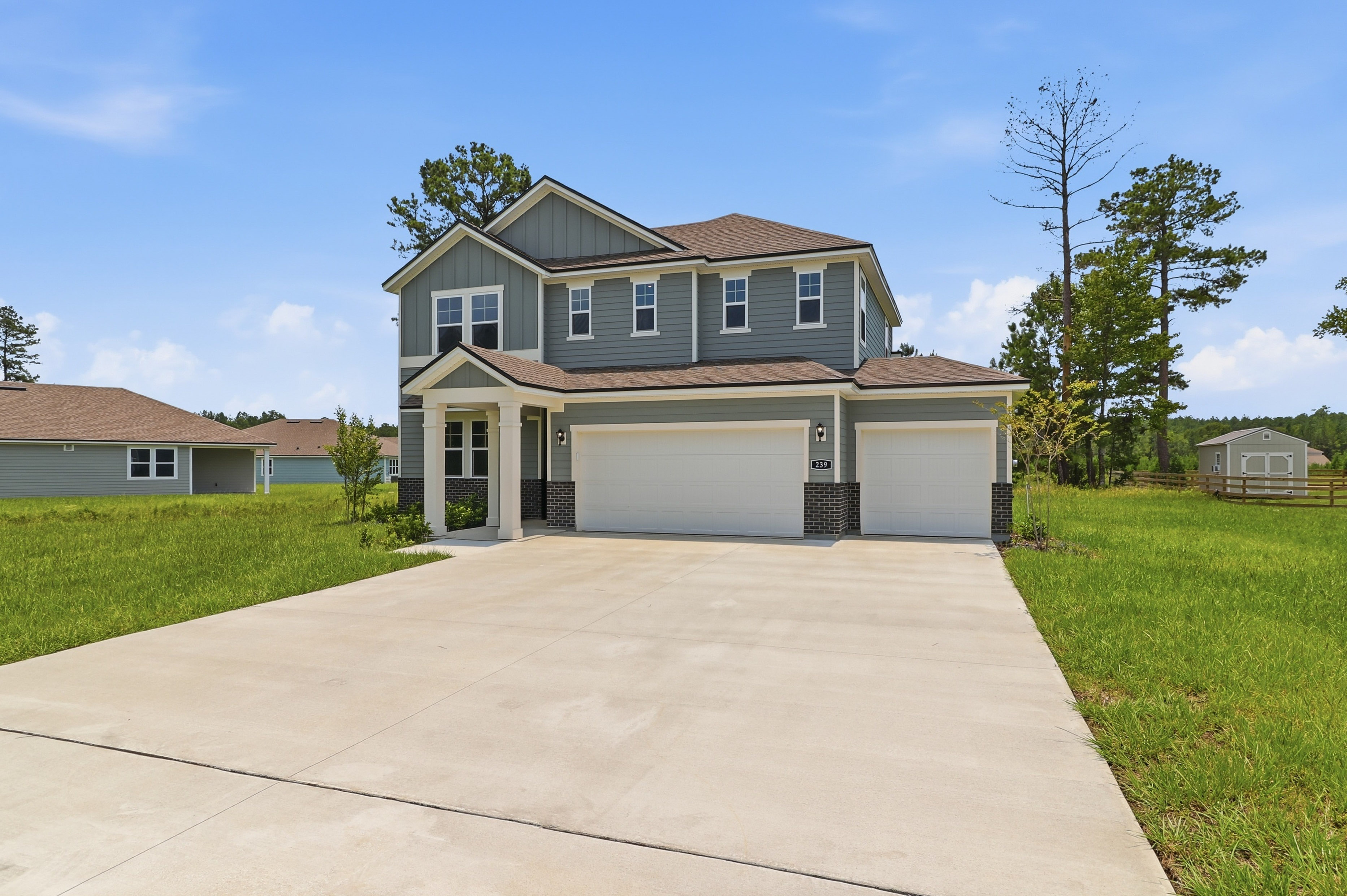 A house with a garage.