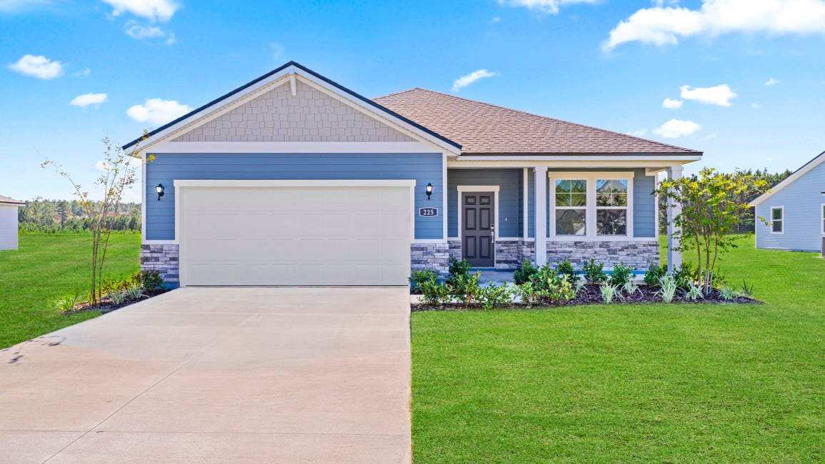 A house with a garage.