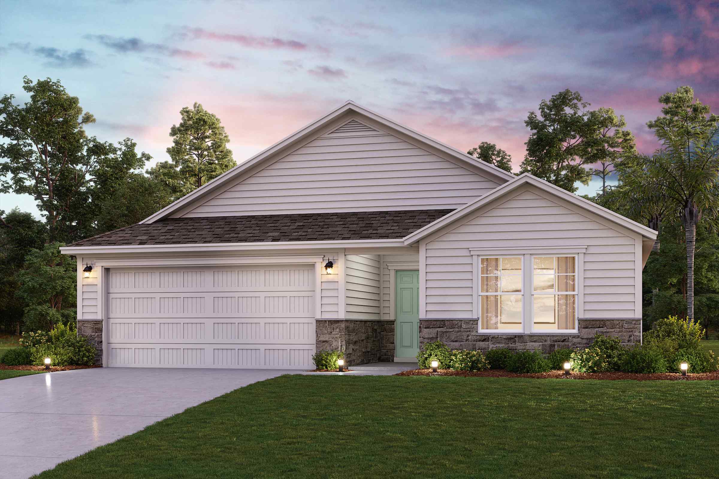 A house with a garage.