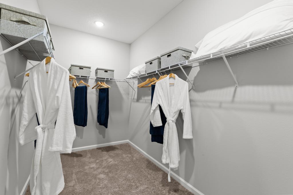 A room with white clothes.