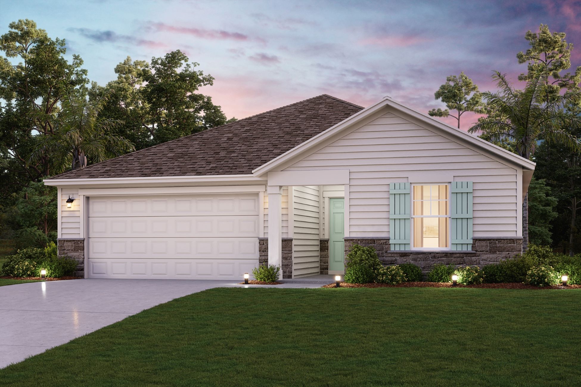 A house with a lawn.