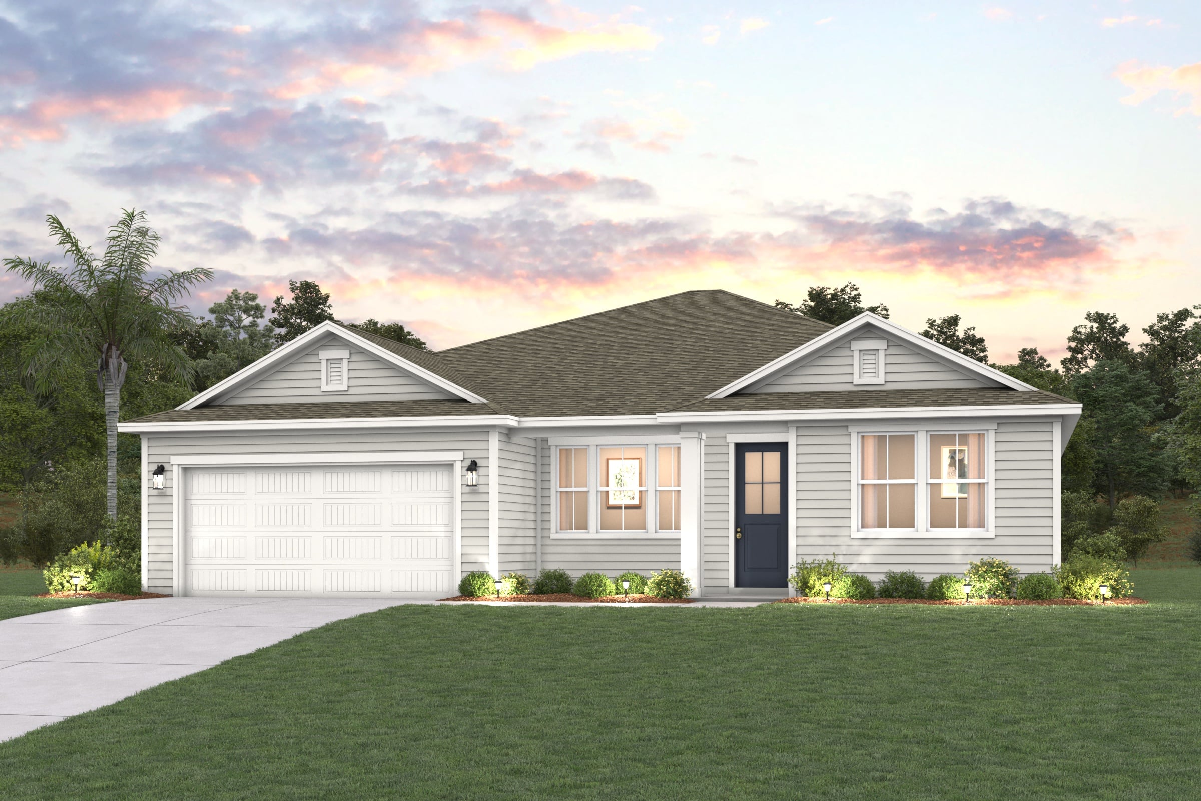 A house with a garage.