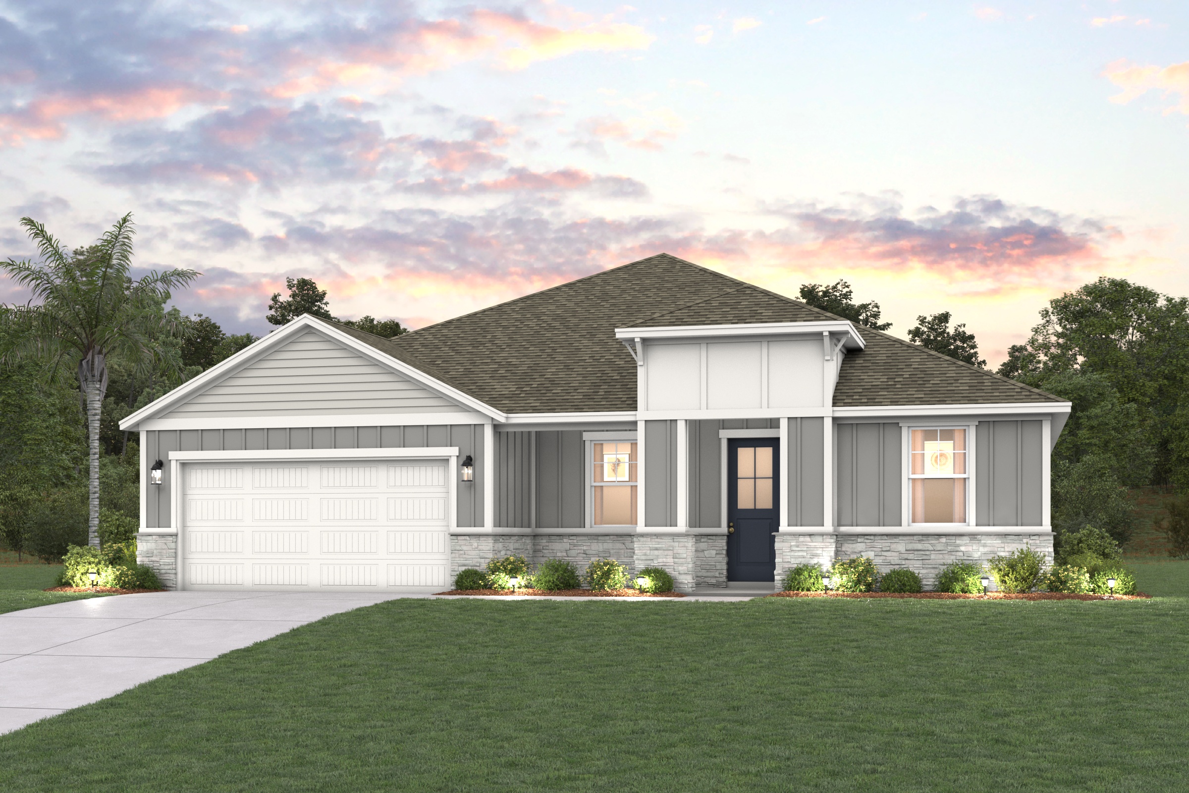 A house with a lawn.