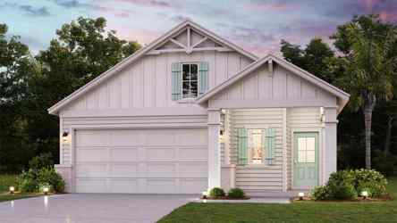 A white house with green trim with American Gothic House in the background.