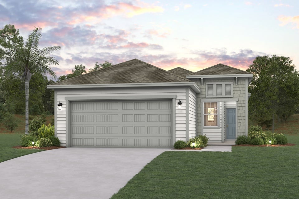 A house with a garage.