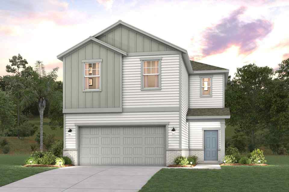 A house with a garage.