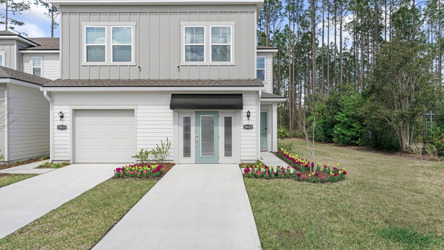 A house with a garage.