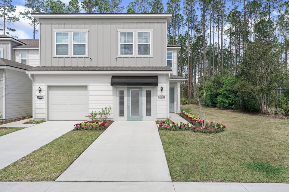 A house with a garage.