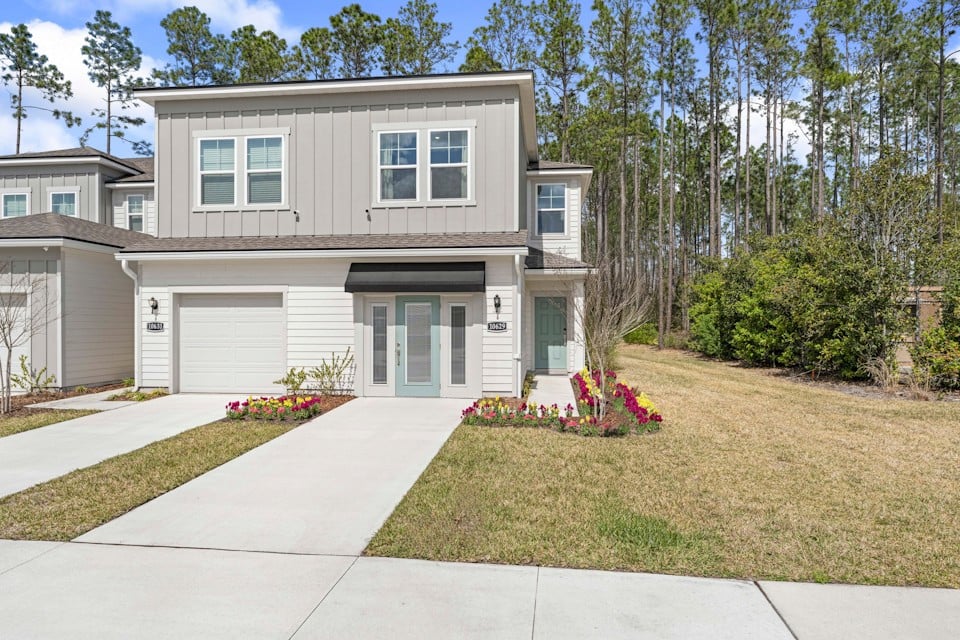 A house with a driveway.