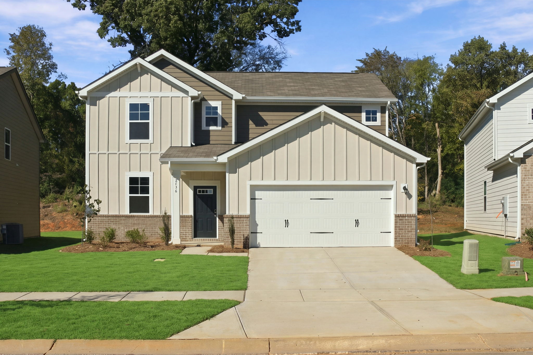 A house with a garage.