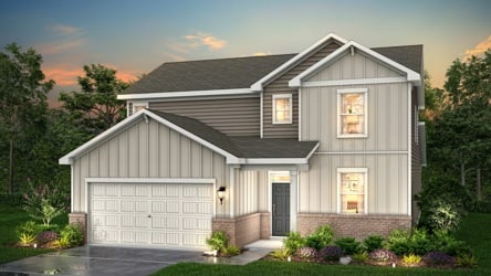 A house with a garage with American Gothic House in the background.