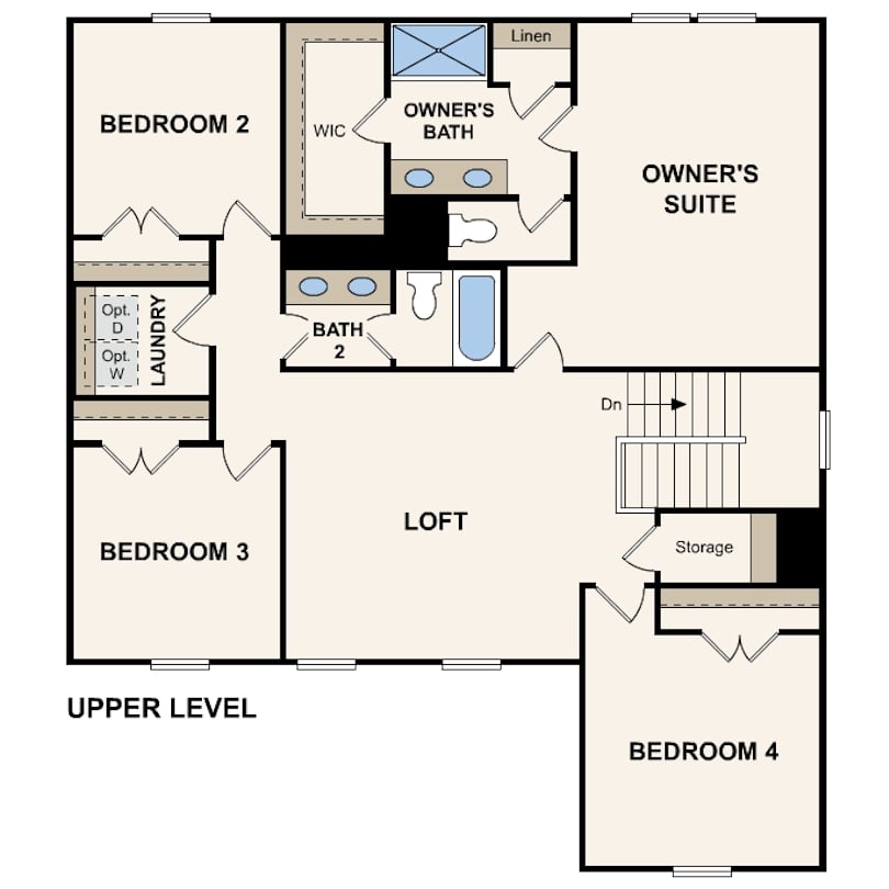 Caldwell floor plan, second floor