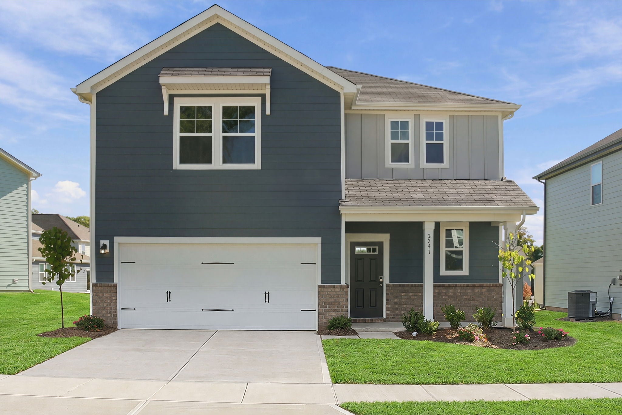 A house with a garage.