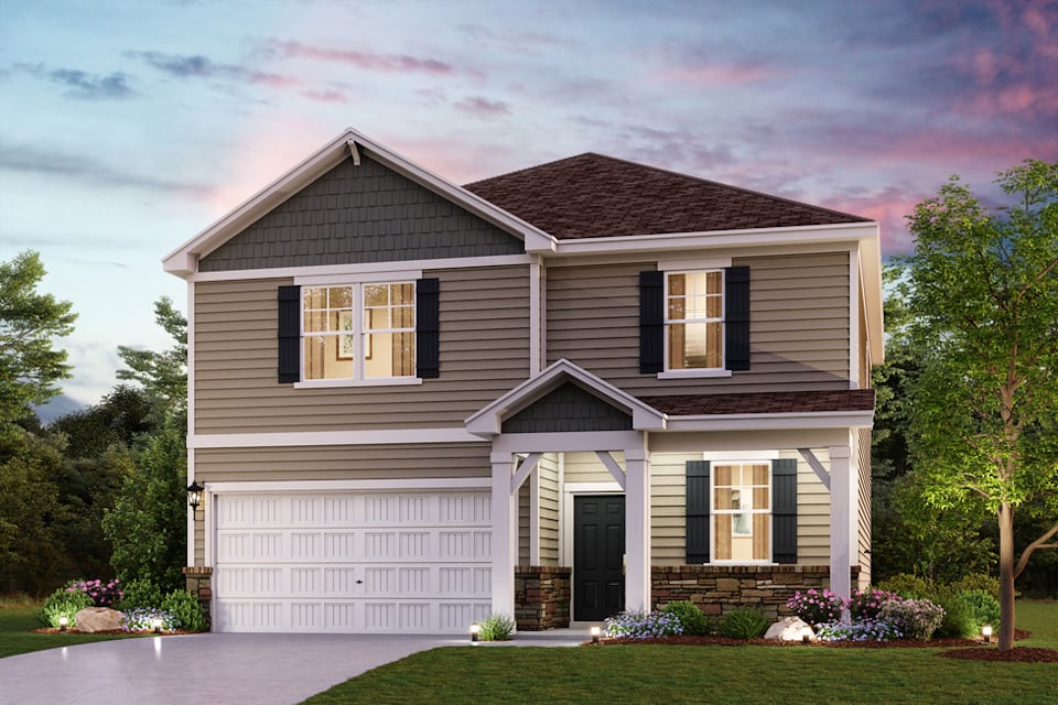 A house with a large front yard.