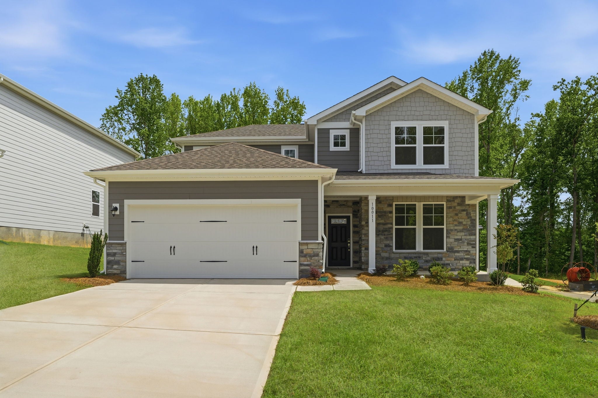 A house with a garage.