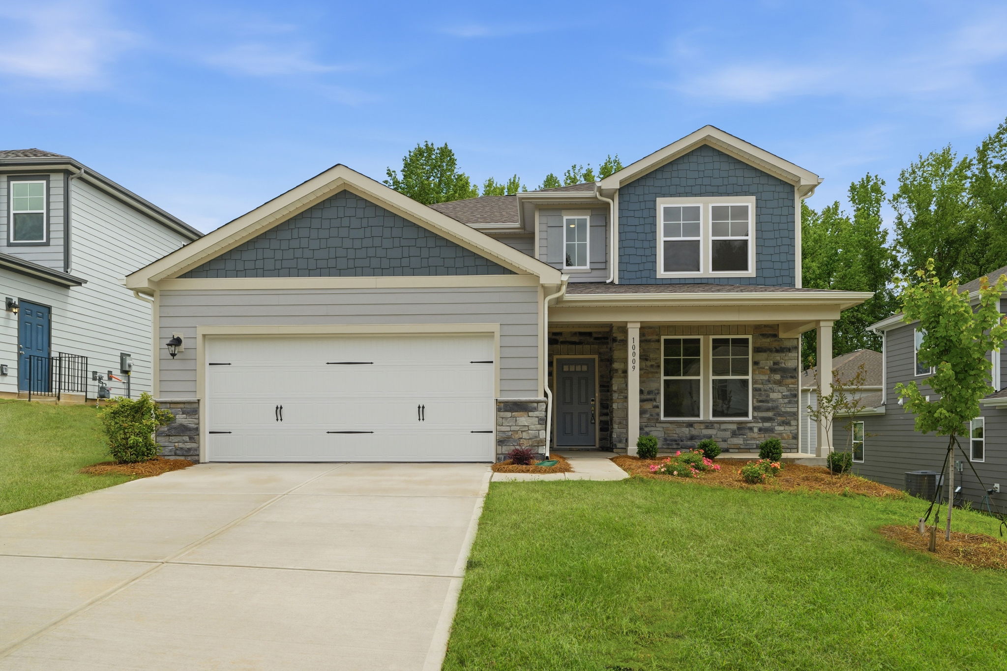 A house with a garage.