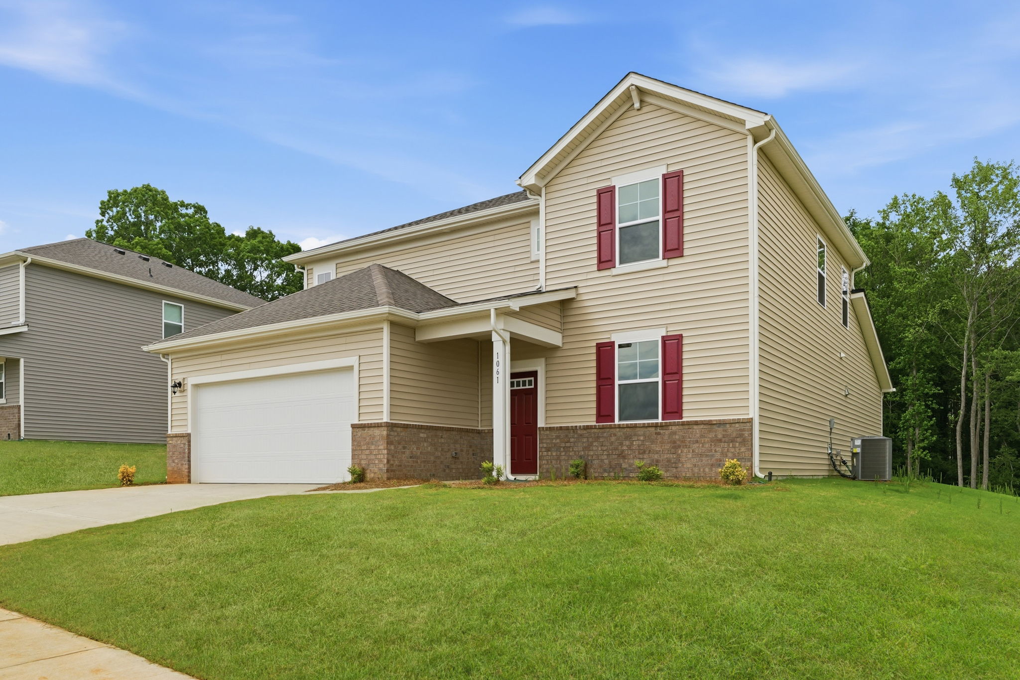 A house with a garage.