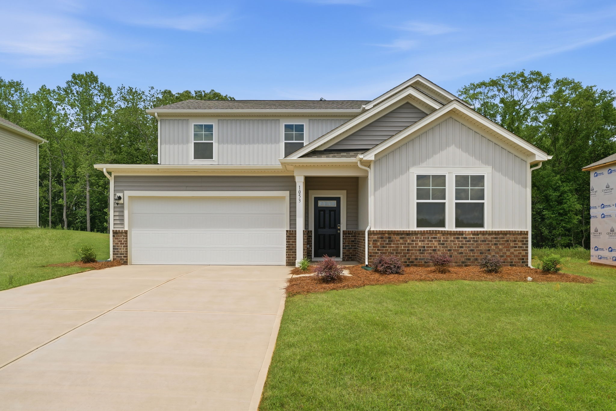 A house with a garage.