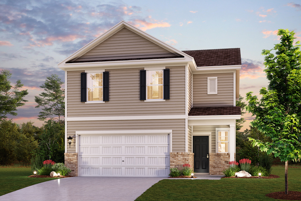 A house with a garage.