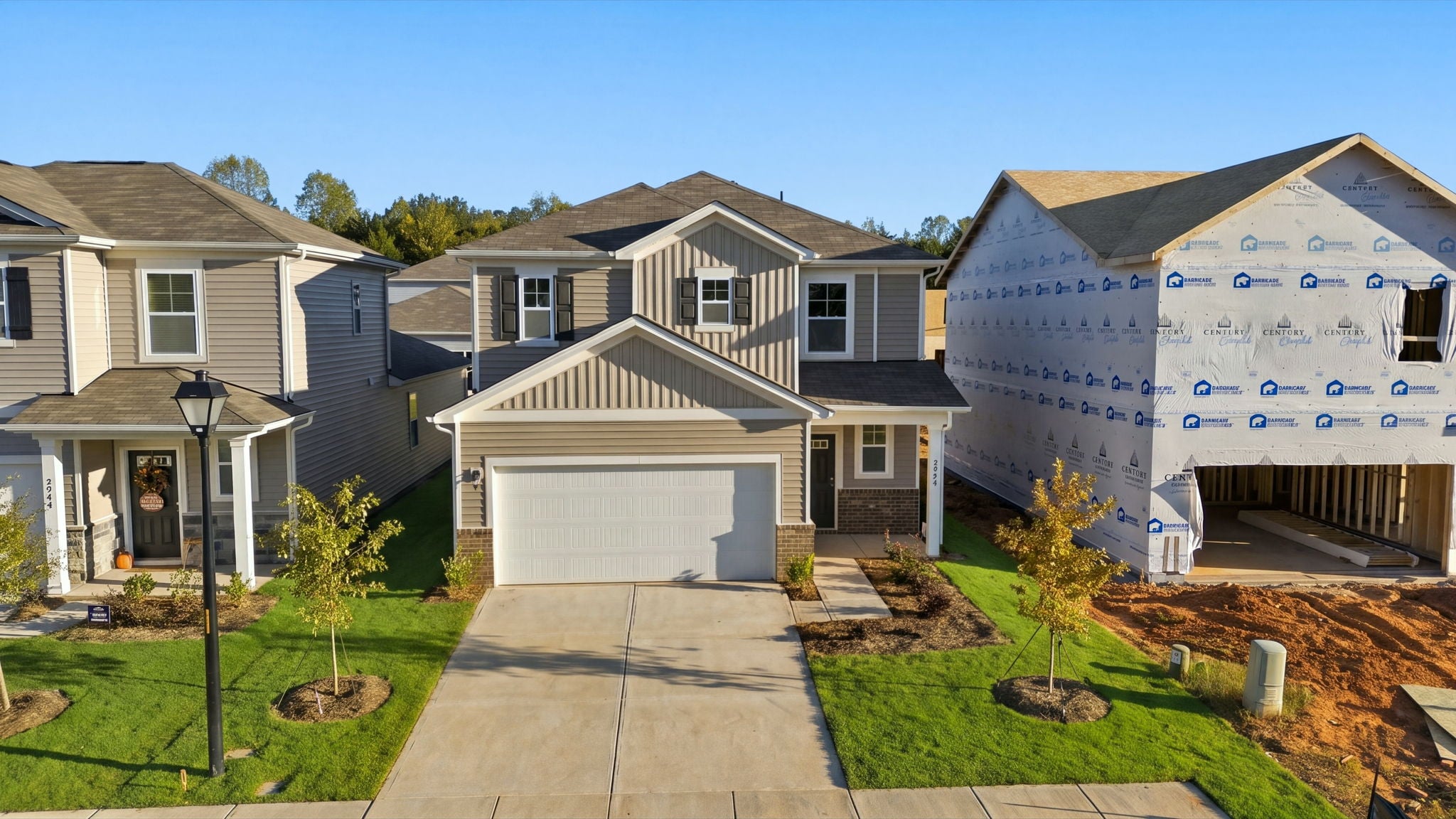 A house with a garage.