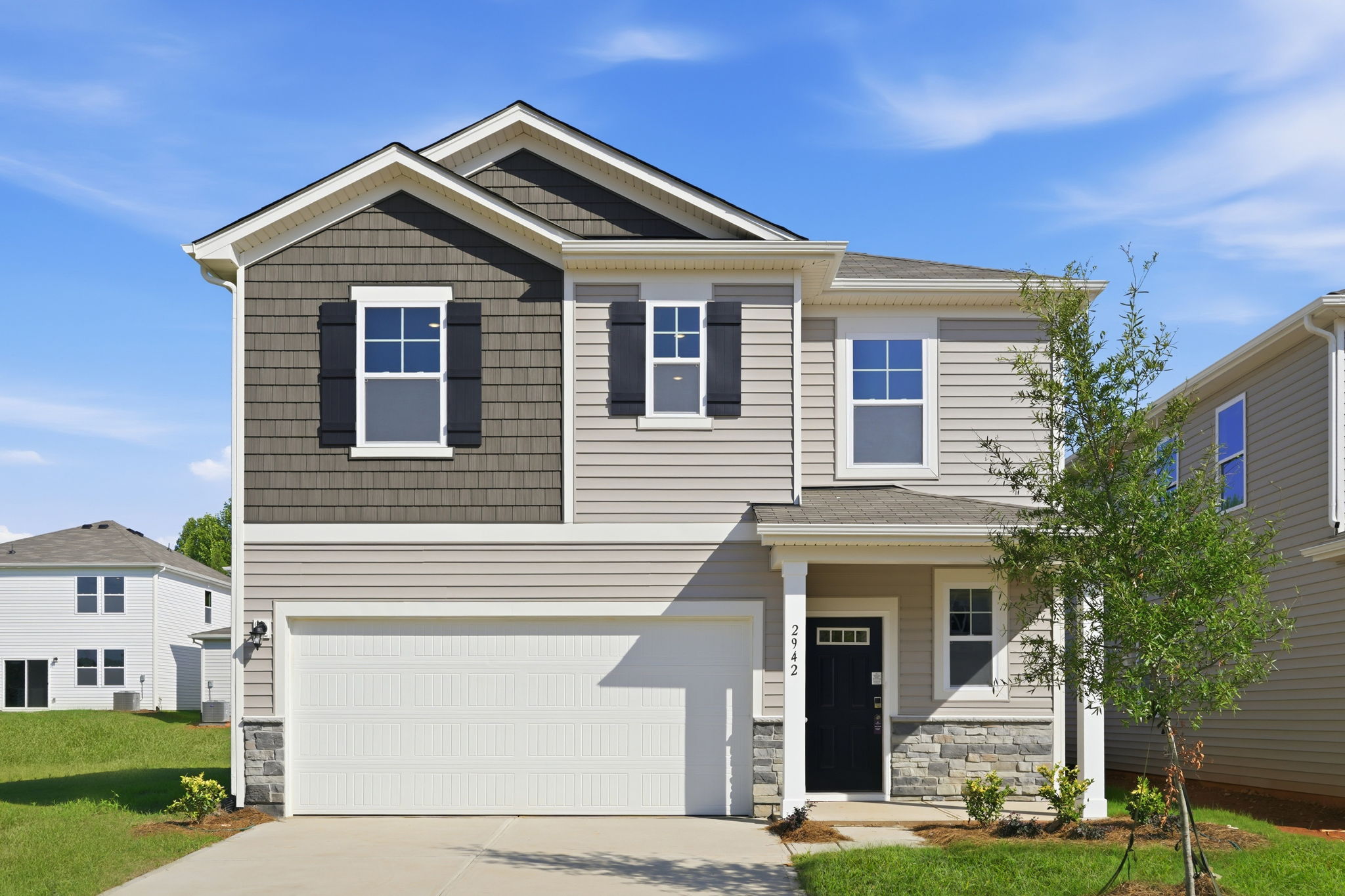 A house with a garage.