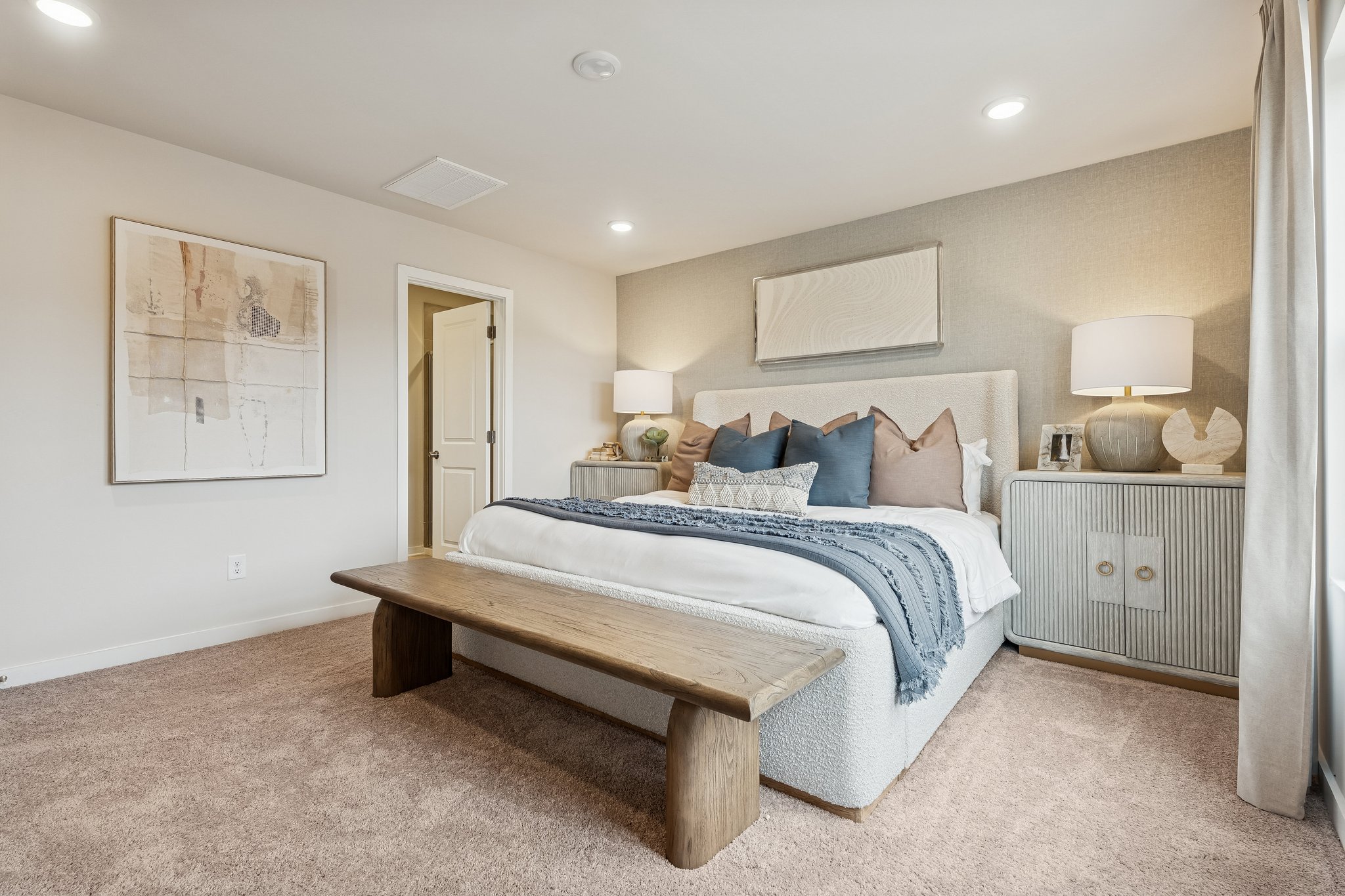 A bed in a room.
