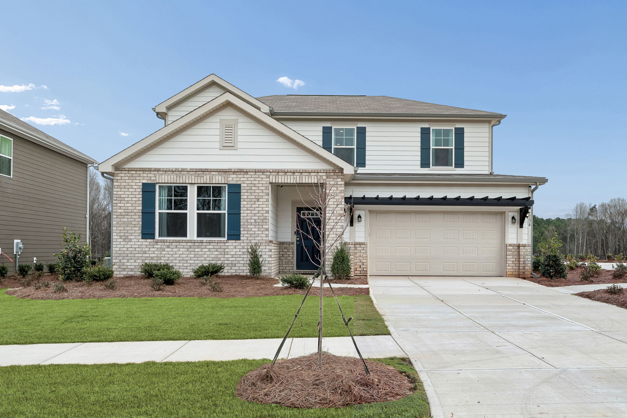 A house with a garage.