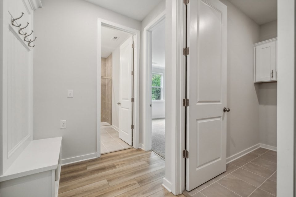 A room with white doors.